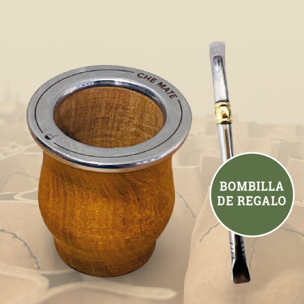 Mate de madera personalizado con bombilla de regalo