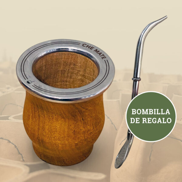 Mate de madera personalizado con bombilla de regalo