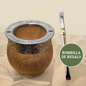 Mate de madera personalizado con bombilla de regalo