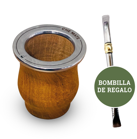 Mate de madera personalizado con bombilla de regalo