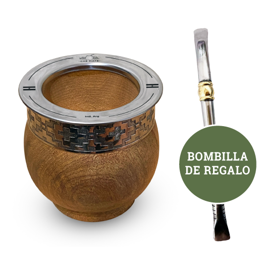 Mate de madera personalizado con bombilla de regalo